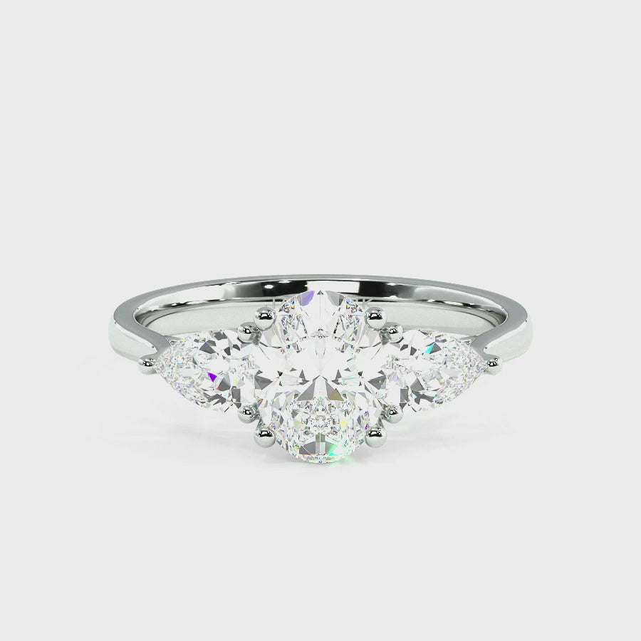 Oval & Pear Three Stone Ring