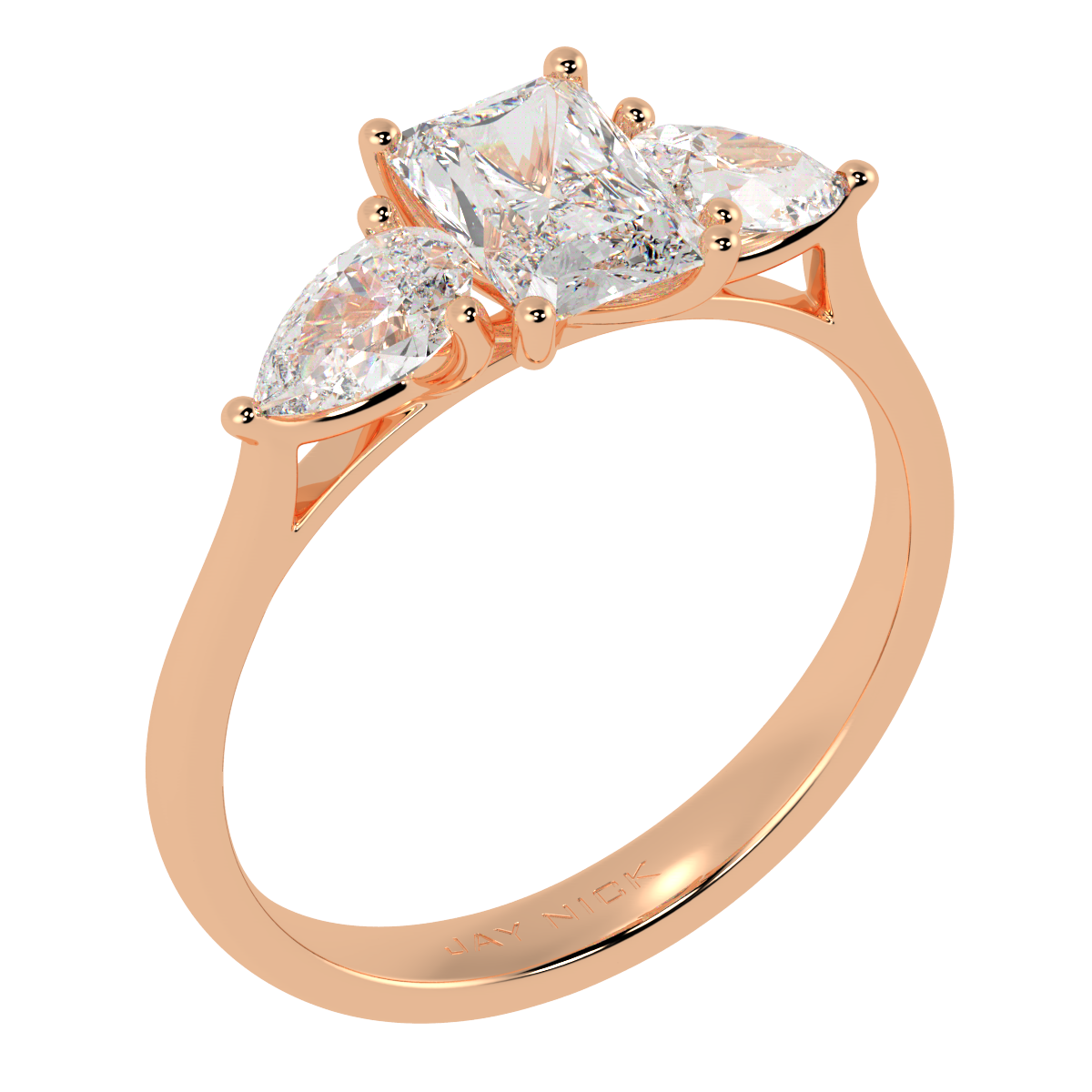 Radiant & Pear Three Stone Ring