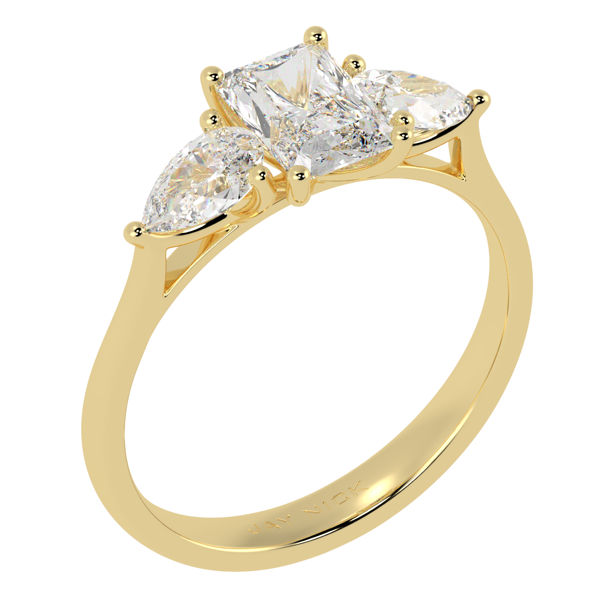Radiant & Pear Three Stone Ring