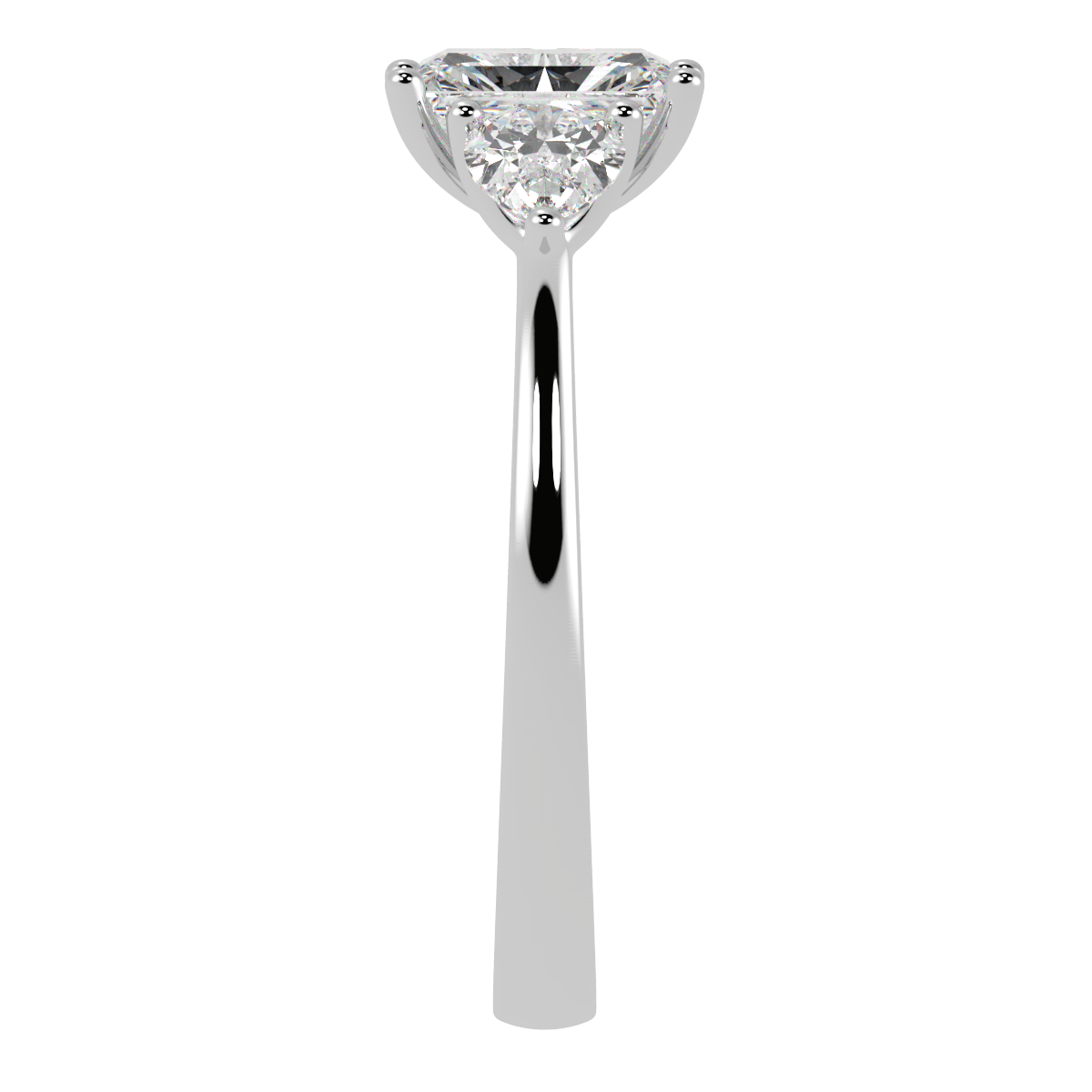 Radiant & Pear Three Stone Ring