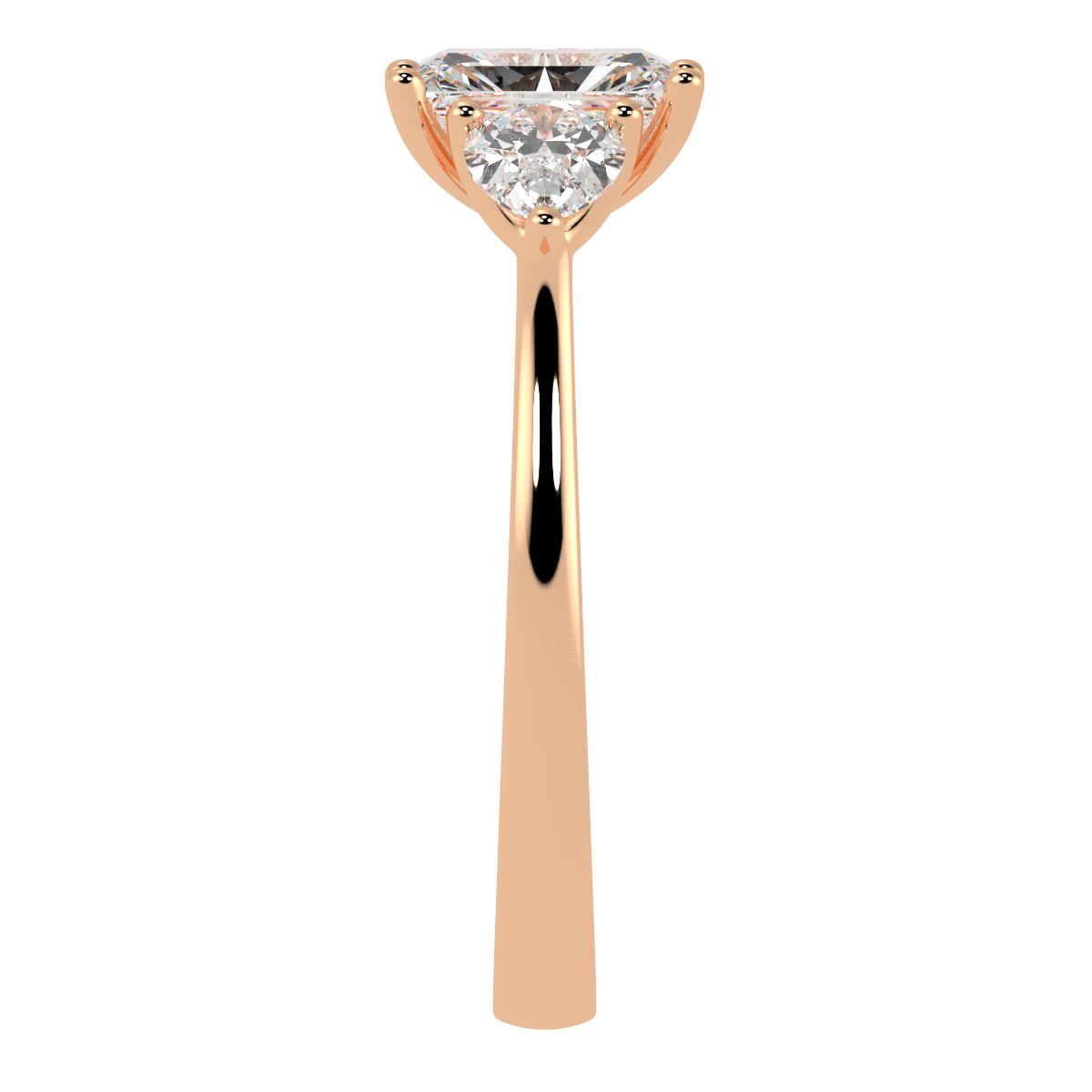 Radiant & Pear Three Stone Ring