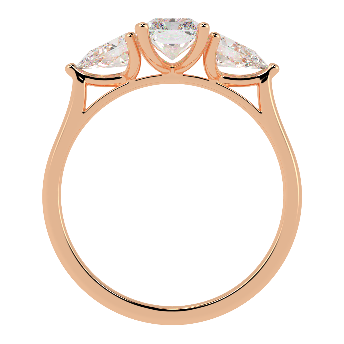 Radiant & Pear Three Stone Ring