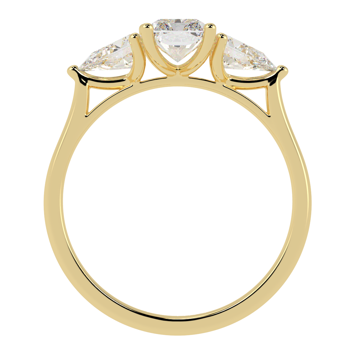 Radiant & Pear Three Stone Ring