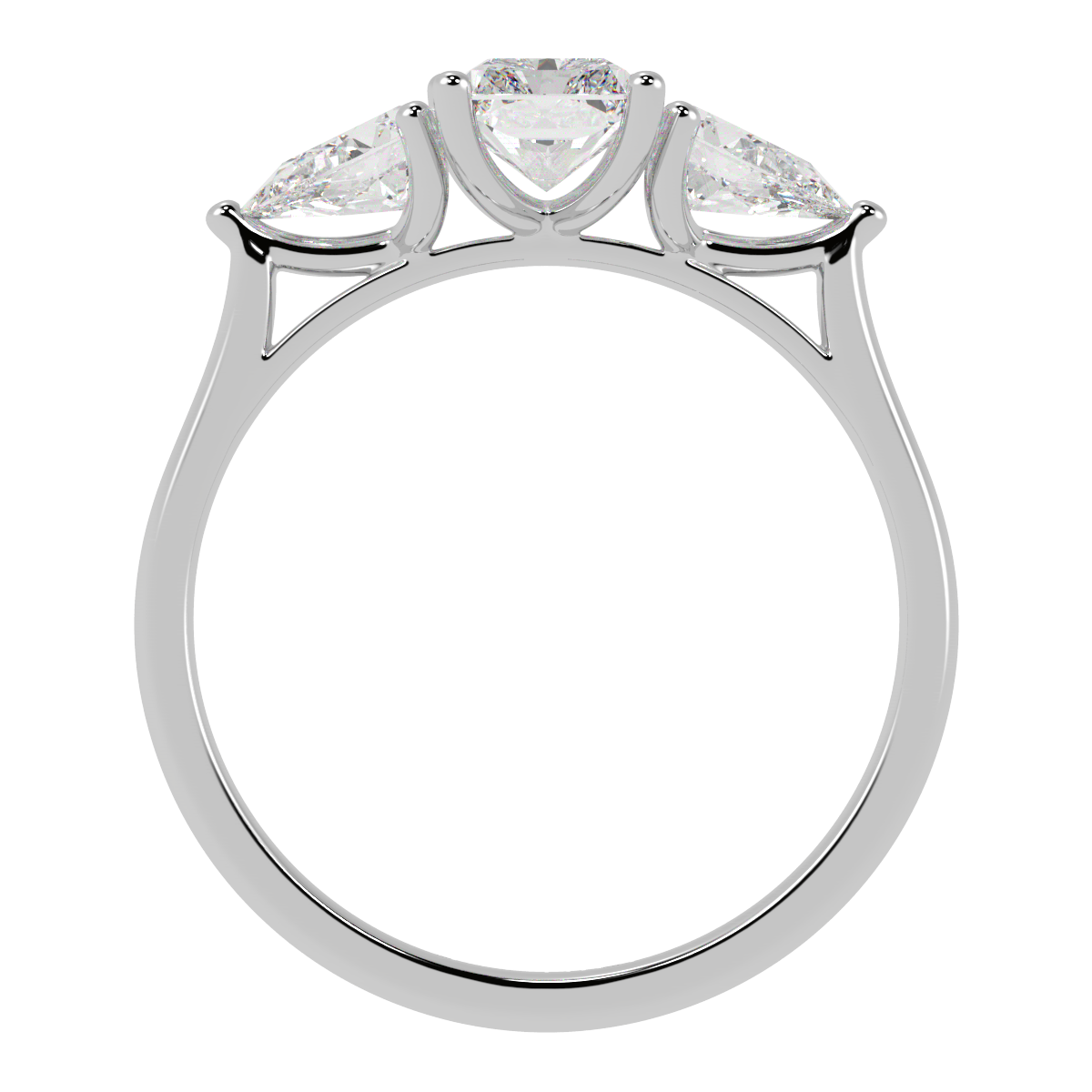 Radiant & Pear Three Stone Ring