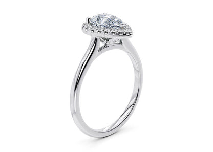 1.05ct Pear Cut Halo Engagement Ring 18ct White Gold (GIA Certified)