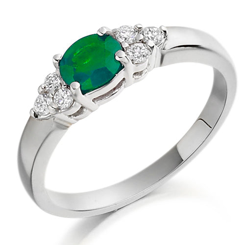 Emerald &amp; Diamond Accent Ring