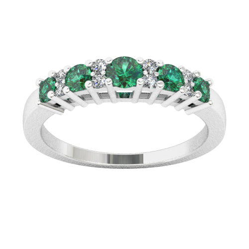 Emerald &amp; Diamond Five Stone Ring