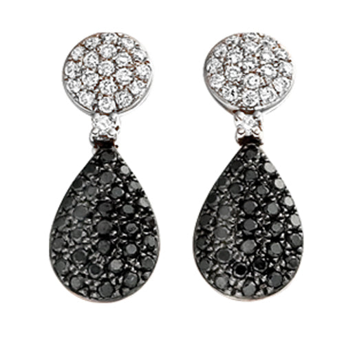 Black Diamond & Diamond Cluster Drop Earrings