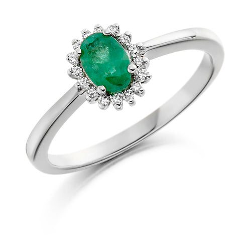 Oval Emerald Halo Ring