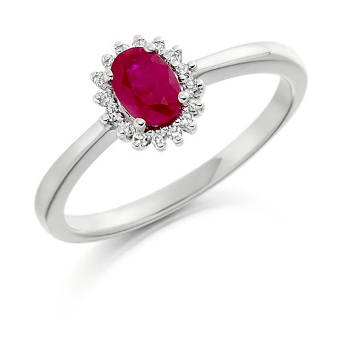 Oval Ruby Halo Ring