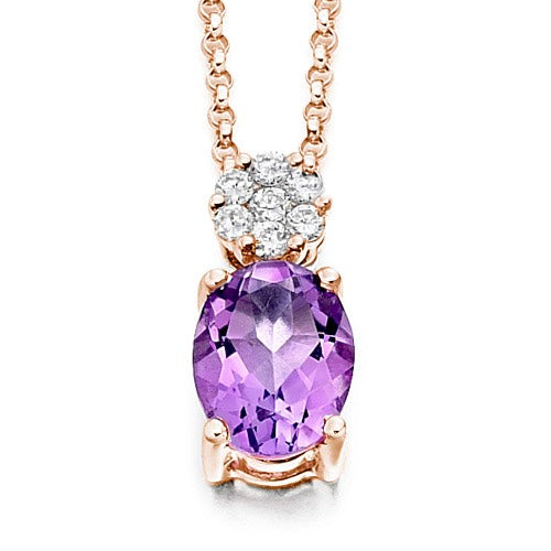 Amethyst Oval Pendant in rose gold
