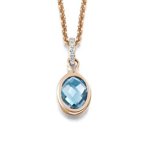 Aquamarine Bezel Pendant in rose gold