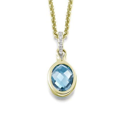 Aquamarine Bezel Pendant in yellow gold