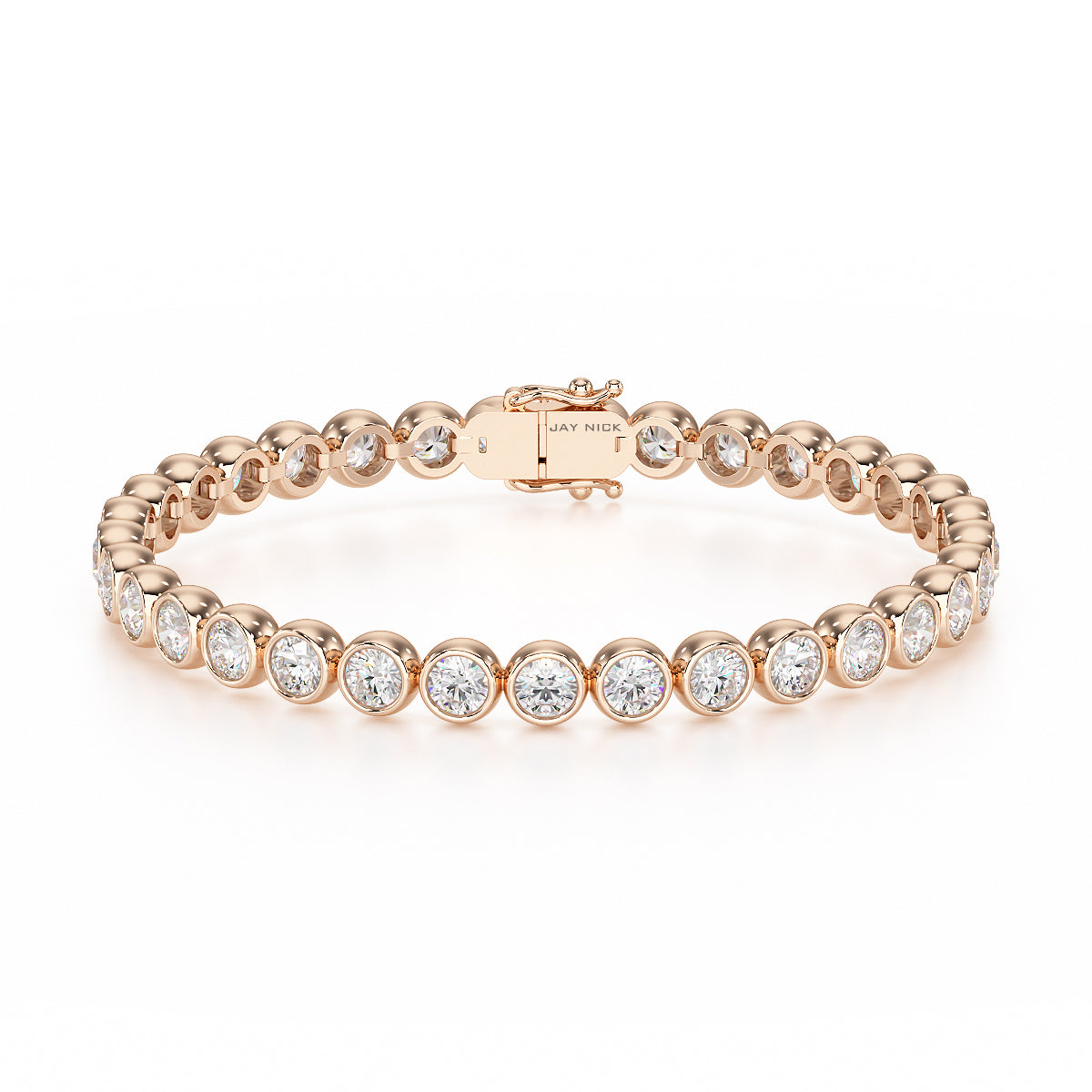 Bezel Set Diamond Tennis Bracelet in rose gold