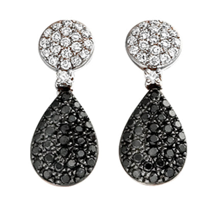 Expertly crafted with stunning black diamonds and a sparkling diamond cluster, these elegant earrings are a must-have for any jewelry collection.