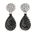 Black Diamond & Diamond Cluster Drop Earrings in white gold