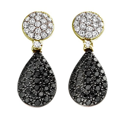 Expertly crafted with stunning black diamonds and a sparkling diamond cluster, these elegant earrings are a must-have for any jewelry collection.