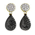 Black Diamond & Diamond Cluster Drop Earrings in yellow gold