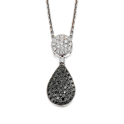 Black Diamond Drop Pendant in white gold or platinum