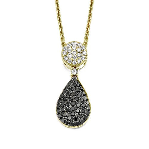 Black Diamond Drop Pendant in yellow gold