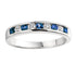 A channel set half eternity ring with alternating blue sapphire and diamonds.
