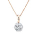 A radiant cluster pendant with a flower-like design, consisting of multiple stones set closely together, suspended from a chain.