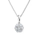 A radiant cluster pendant with a flower-like design, consisting of multiple stones set closely together, suspended from a chain.