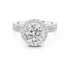 Modern Round Cut Eternity Halo Ring White Gold Platinum Perspective View