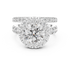 Modern Round Cut Split Eternity Halo Ring White Gold Platinum Perspective View