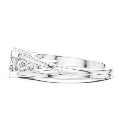 Princess Cut Split Solitaire Ring White Gold Platinum Flat View
