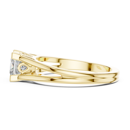 Princess Cut Split Solitaire Ring Yellow Gold Flat View
