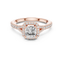 Classic Cushion Cut Split Halo Ring Rose Gold Perspective View