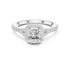 Classic Cushion Cut Split Halo Ring White Gold Platinum Perspective View