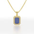 Emerald Blue Sapphire Halo Pendant