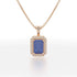 Emerald Blue Sapphire Halo Pendant