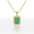 Rectangular Green Emerald Halo Pendant