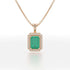 Rectangular Green Emerald Halo Pendant