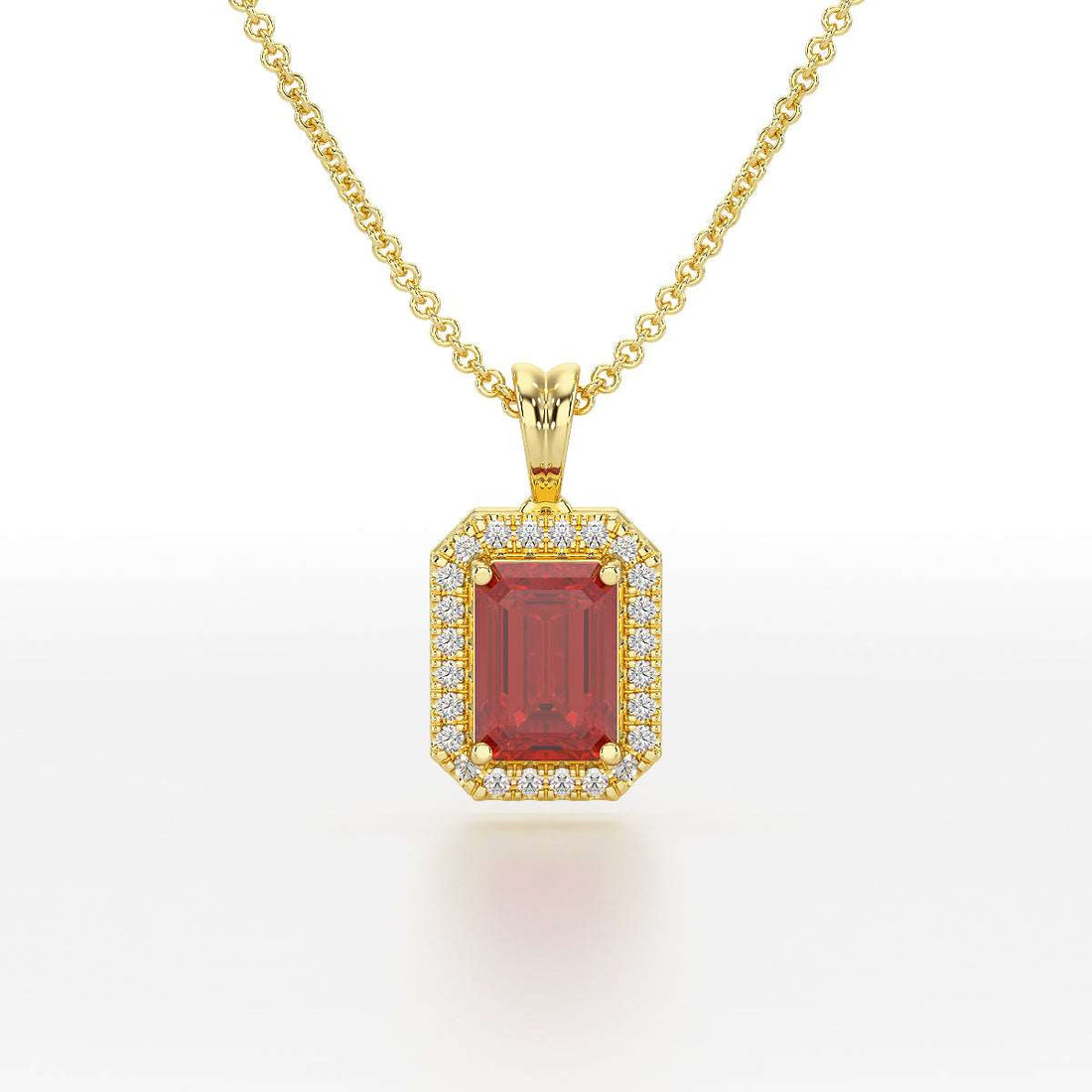 Emerald Ruby Halo Pendant