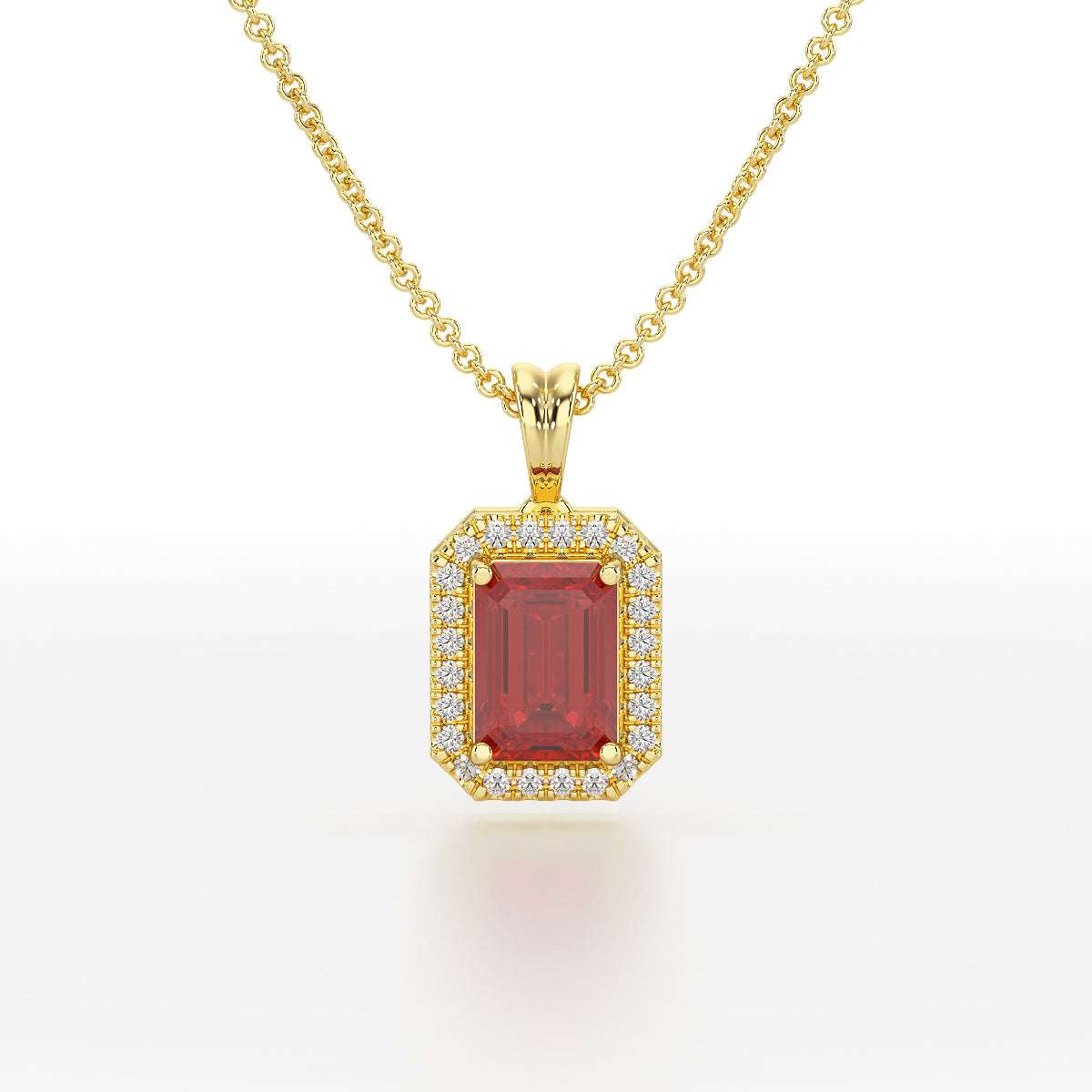 Emerald Ruby Halo Pendant