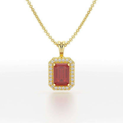 Emerald Ruby Halo Pendant