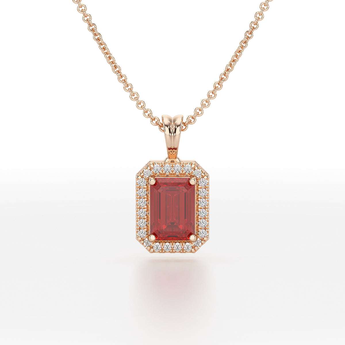 Emerald Ruby Halo Pendant