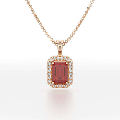 Emerald Ruby Halo Pendant