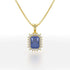 Emerald Blue Sapphire Sunburst Pendant