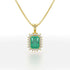 Rectangular Green Emerald Sunburst Pendant