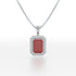 Emerald Ruby Halo Pendant White Gold Platinum