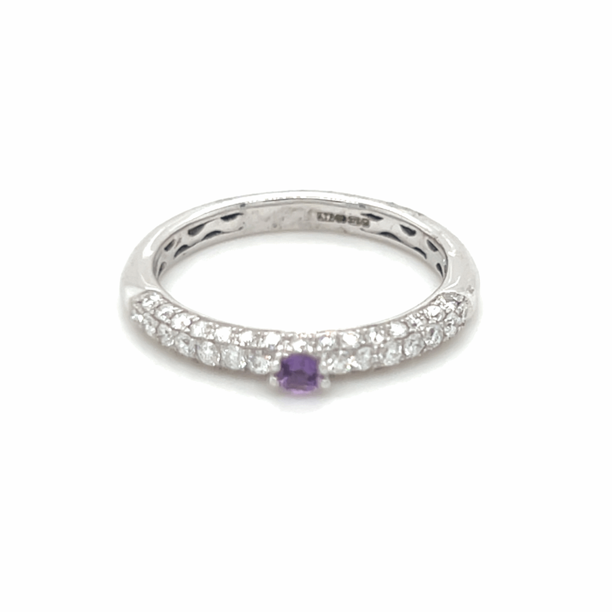 0.60ct Amethyst &amp; Diamond Half Eternity Ring 9ct White Gold