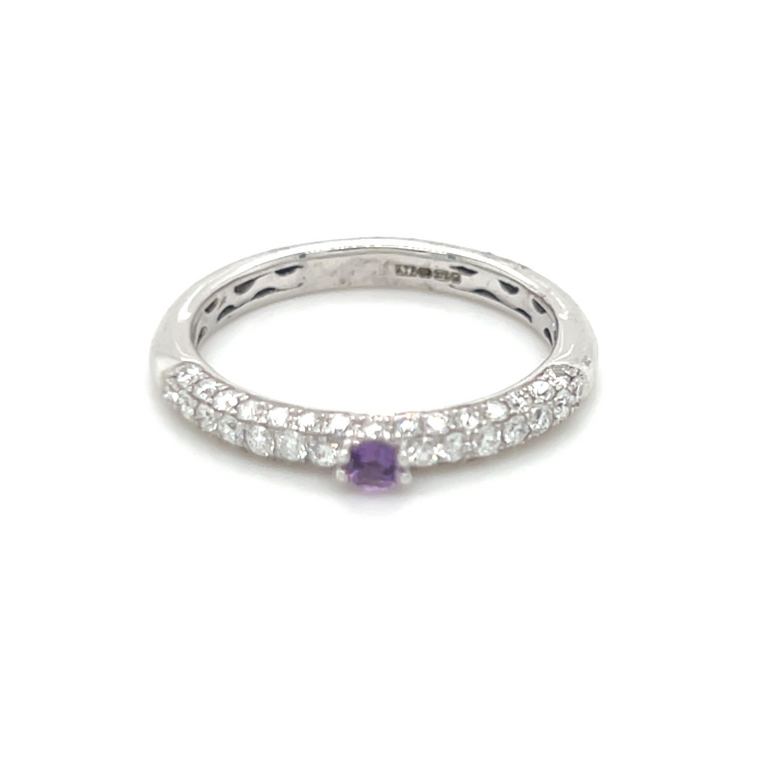 0.60ct Amethyst & Diamond Half Eternity Ring 9K White Gold