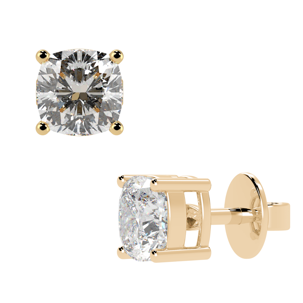 Cushion Solitaire Stud Earrings