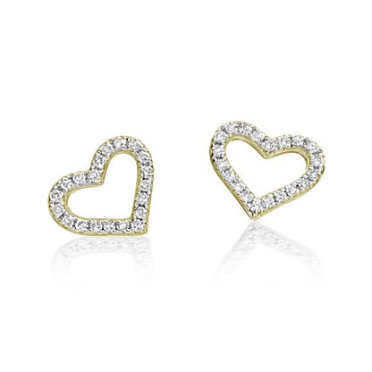 A pair of heart-shaped stud earrings