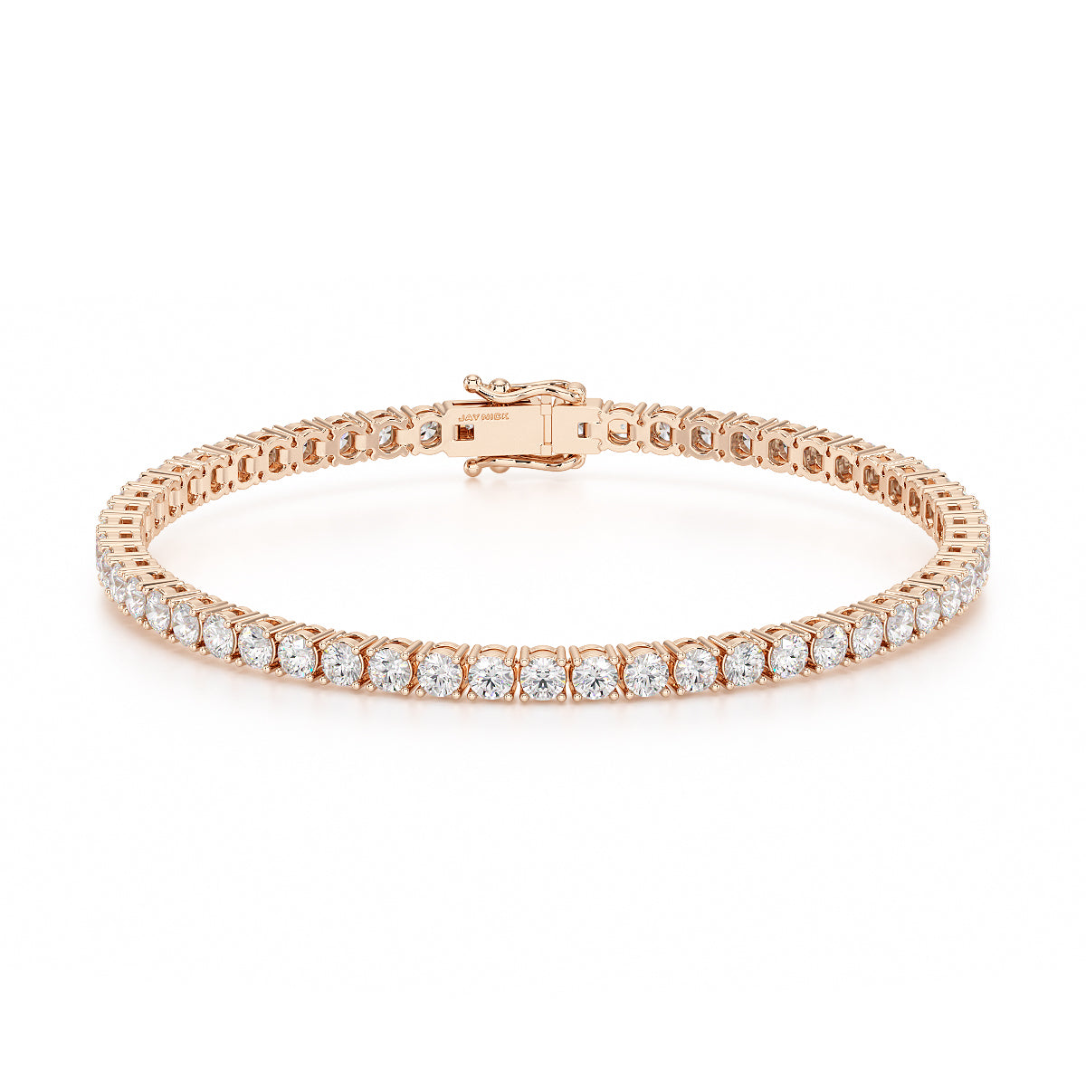 Four Prong Diamond Tennis Bracelet in rose gold, open view